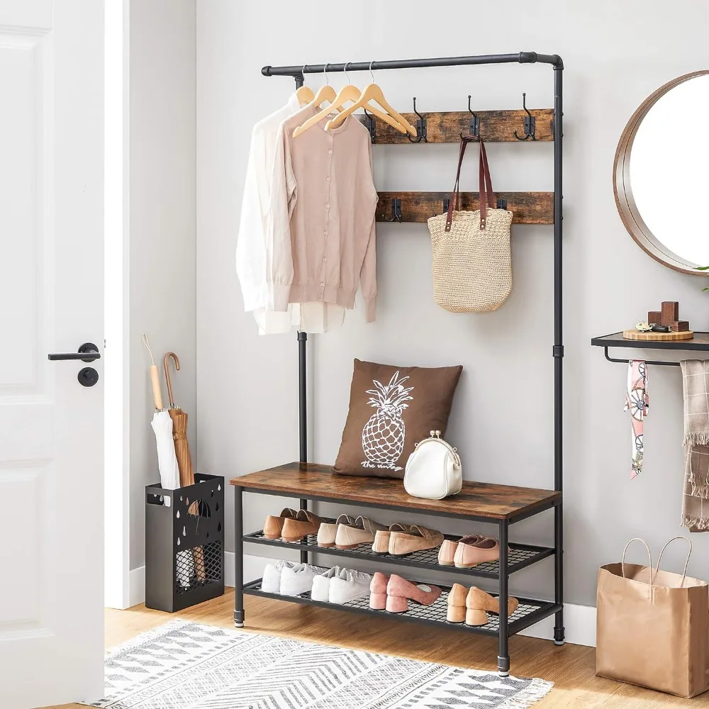 

Home Clothes Dryer 3-in-1 Entryway Coat Rack and Storage Bench Laundry Stand Industrial Large Size Pants Hanger Multifunctional
