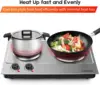 1800W Double Hot Plate, Stainless Steel Silver Countertop Burner Portable Electric Double Burners Electric Cast Iron Hot 4
