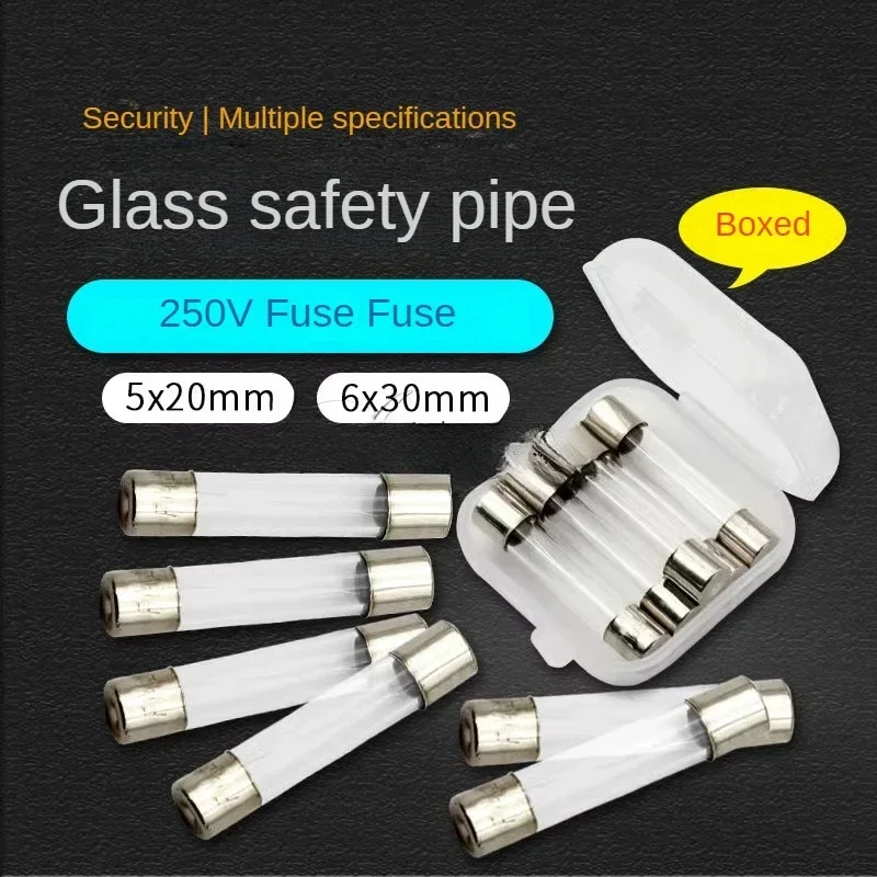 Fast Quick Blow Glass Tube Fuse 5-10PCS 5x20mm 6x30mm 250V F1A 2A 3A 5A 6A 8A 10A15A 20A Quick Blow Glass Tube Fuse Assorted Kit glass fuse kit