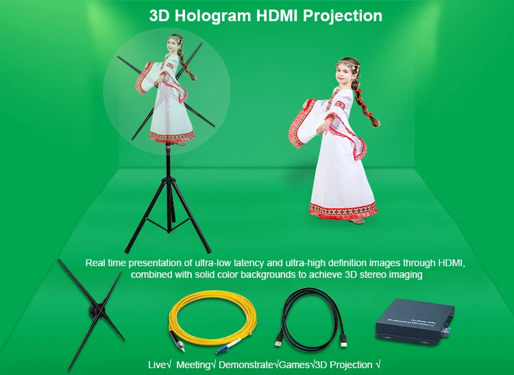 Pc Connected Hologram Equipment 100Cm Holographic Display Hdmi