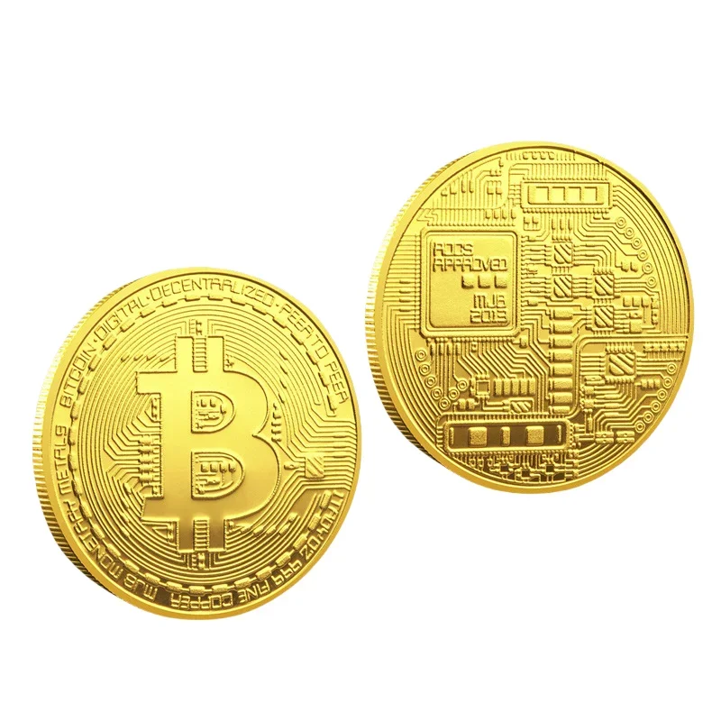Gold Plated Collectible Bitcoin Coin – Commemorative Art Piece with Display Case