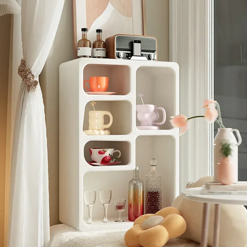 Magazine Bookcase Plant Display Rack Italian-Style Living Room Bookshelf White Organizer Furniture Multi-Function Display Unit