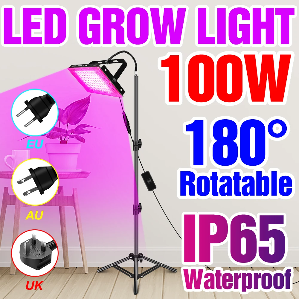 Luce Per Piante A Led Con Treppiede 220V Semi Di Fiori Per Interni Spettro Completo Phyto Grow Lamp Ip65 Hydroponics Growing System Lighting