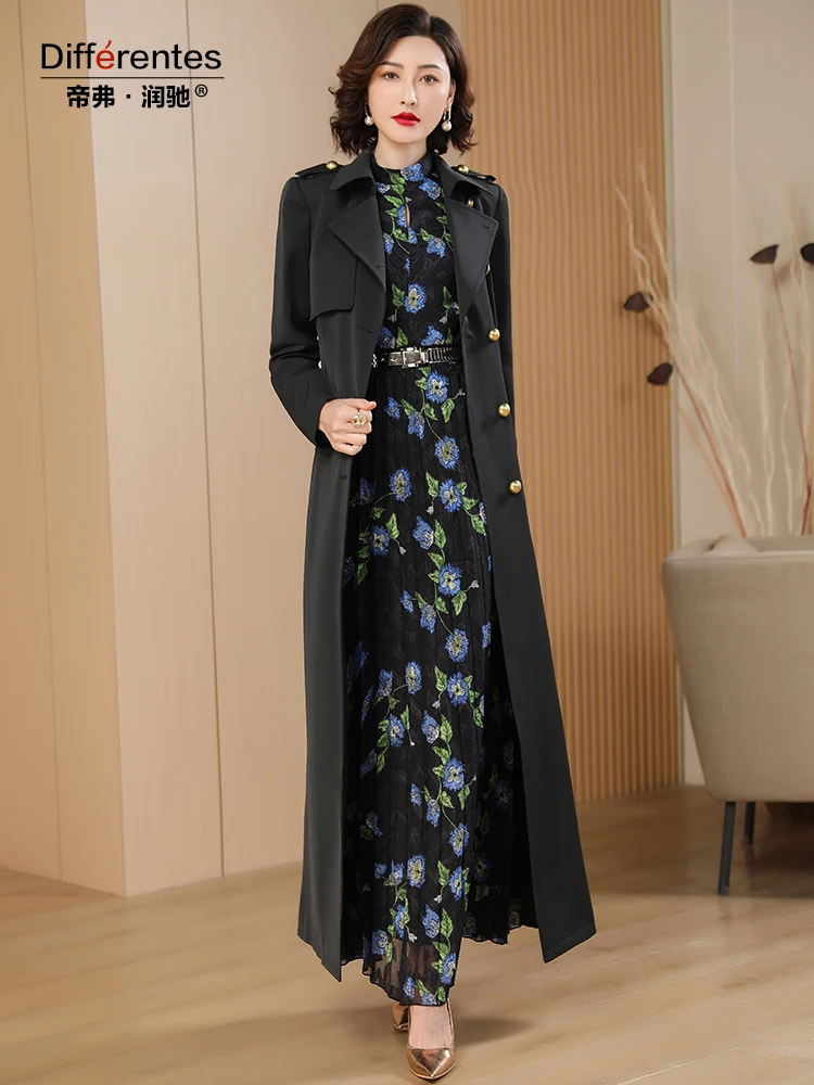 navy blue dress for baby girl black wool coat, midi length coat for winter-women coat, vintage dress –  YLISTYLE main image 0