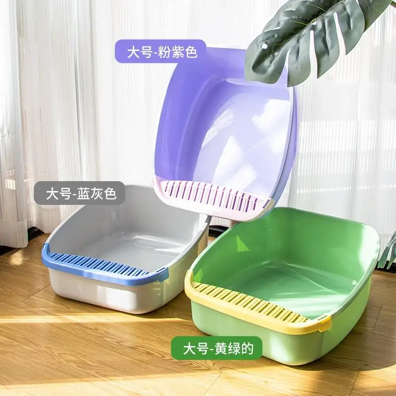 

Большой контейнер для кошачьего туалета с защитой от брызг, полузакрытый туалет для кошек, дезодорант, туалет для котят, можно положить съемные товары для домашних животных