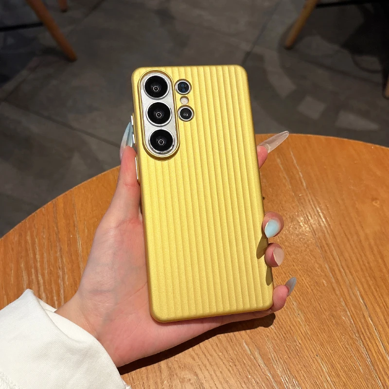 Solid Color Matte Metal Paint Shockproof Phone Case with Corrugated Design