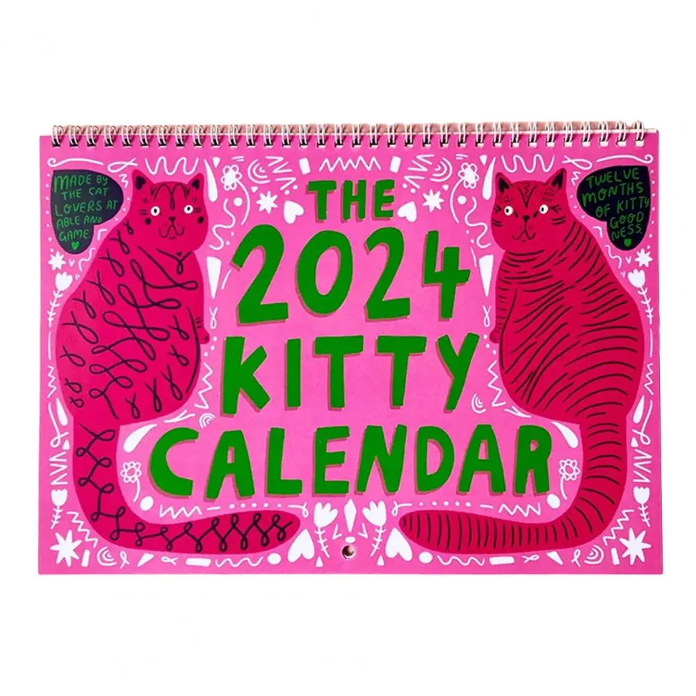 

2024 Calendar 2024 Kitty Calendar Monthly Planner with Full Page Months Thick Sturdy Paper Organizer for Cat Lovers Decorative