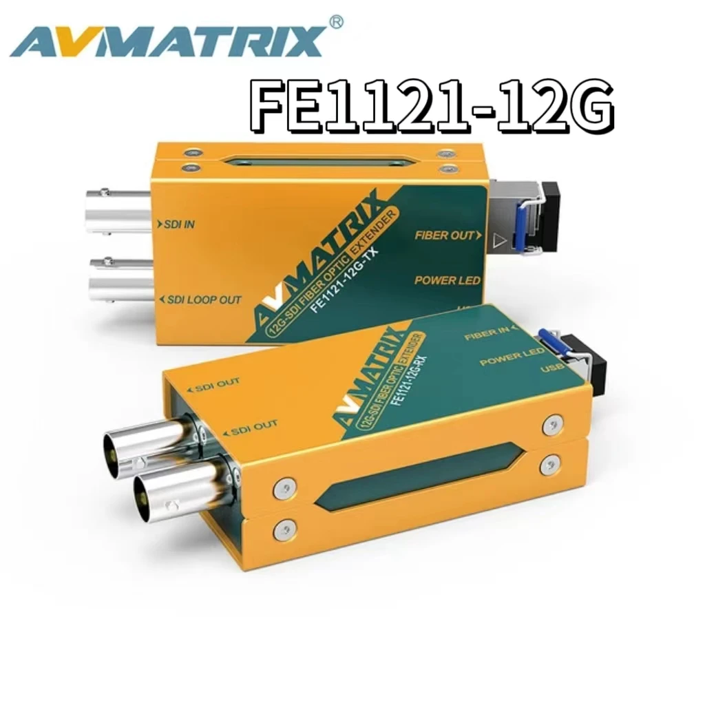 AVMATRIX FE1121-12G волоконно-оптический удлинитель 10 км 12G/6G/3G-SDI вход и контур на передатчике двойные 12G-SDI выходы на приемнике
