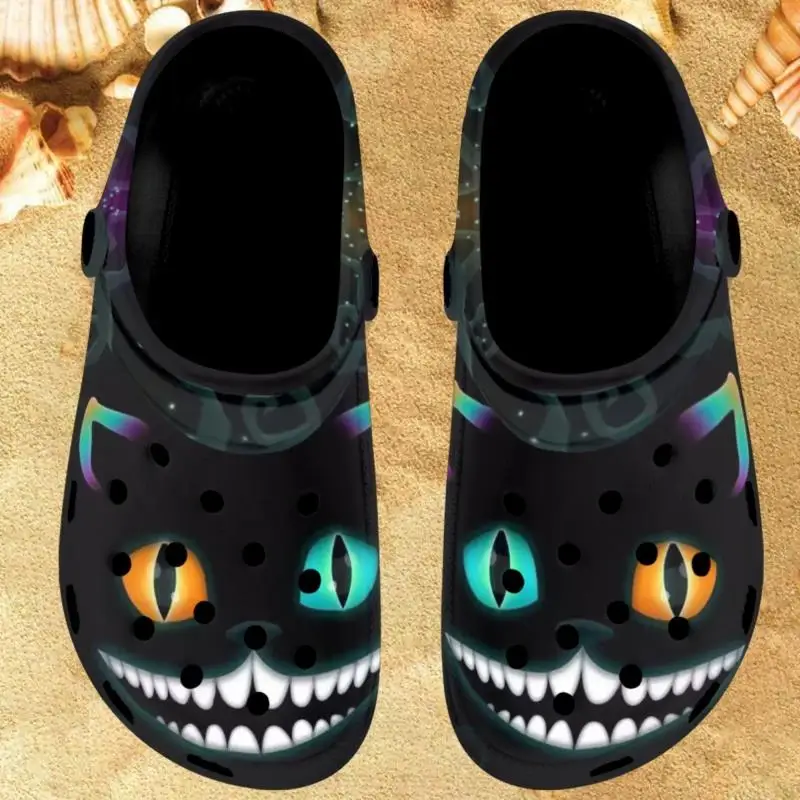 

Twoheartsgirl Cartoon Smile Cheshire Cat Pattern Women's Sandals Casual Lightweight Slides Summer Beach Slippers Garden Shoes