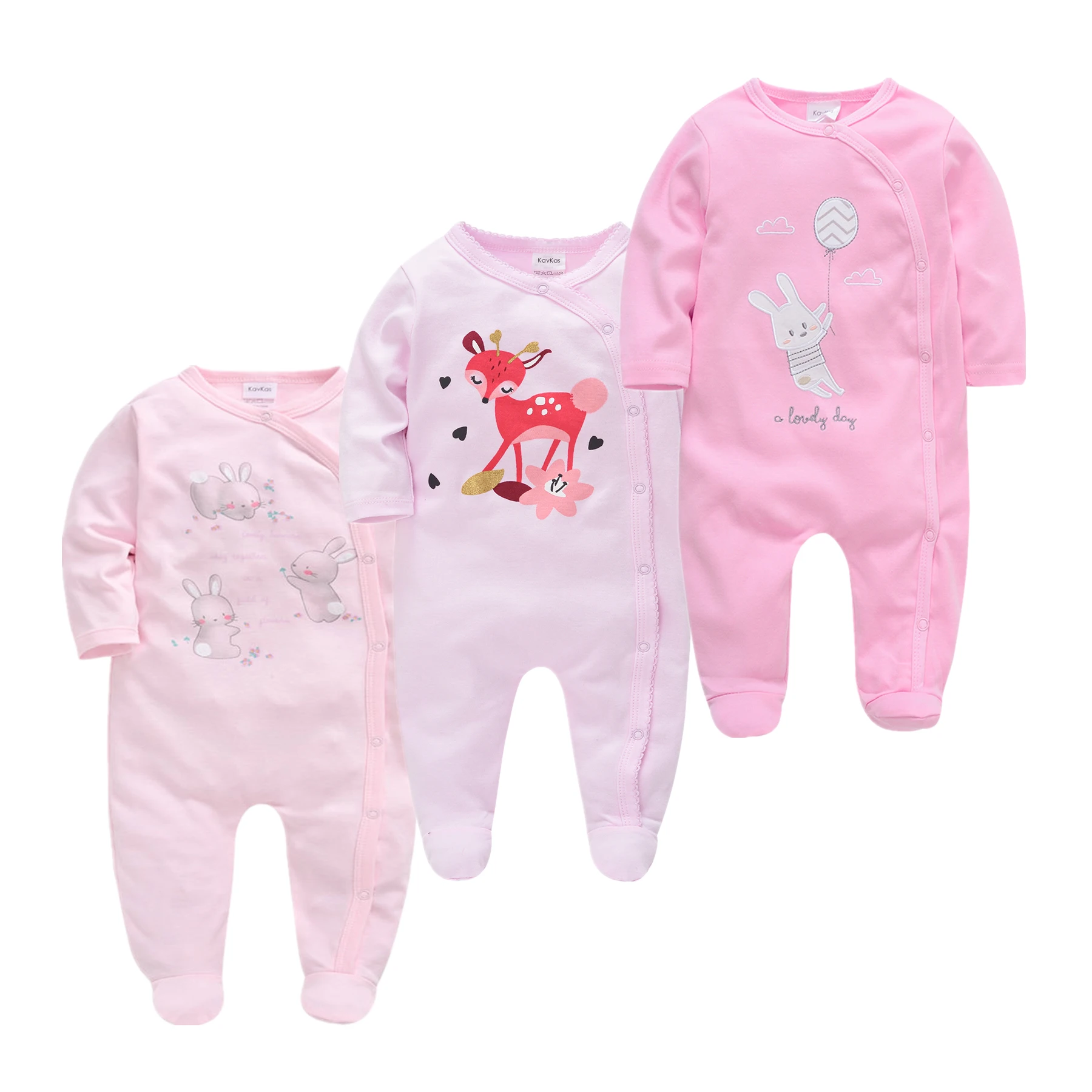 Infant Baby Boy Jumpsuit 3PCS Long Sleeve Toddler Girl Footies Cartoon Newborn Romper Baby Home Clothes Girl Spring Clothes
