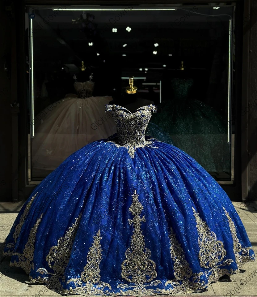 Royal Blue Off The Shoulder Ball Gown Quinceanera Dress For Girls Beaded  Appliques Bow Sweet 16 Birthday Party Gowns Customized - AliExpress 320