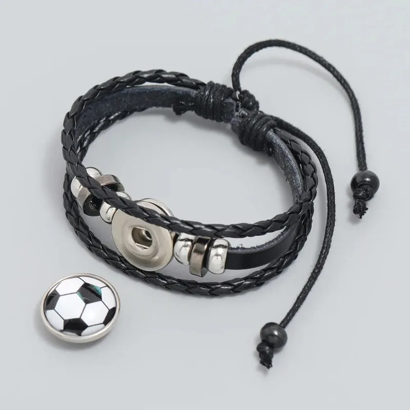 Vintage Football Fans Surrounding Leather Bracelet Commemorative Gift Sports Bracelet Men Boys Jewelry Gifts