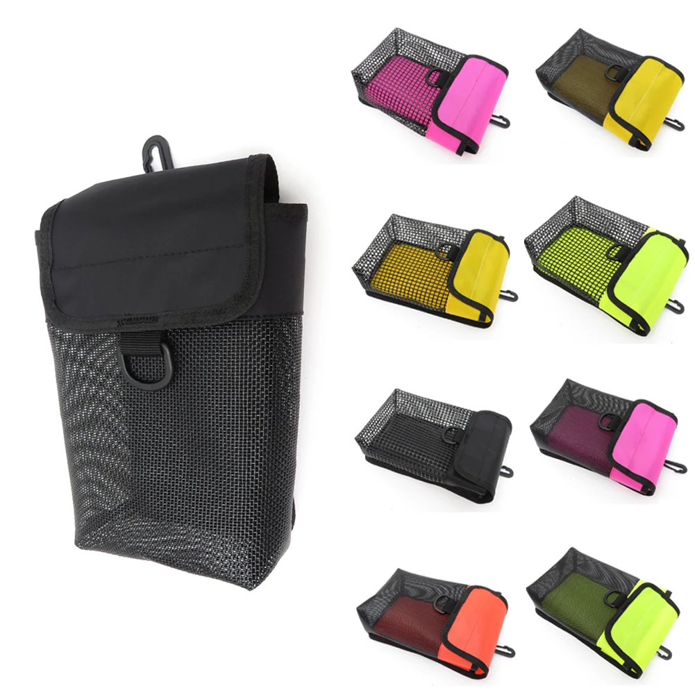 

1pc Heavy Duty Mesh Bag Scuba Dive Reel Snap Safety Marker Buoy Holder Storage Pocket Portable Lightweight Carry Mesh Pouch