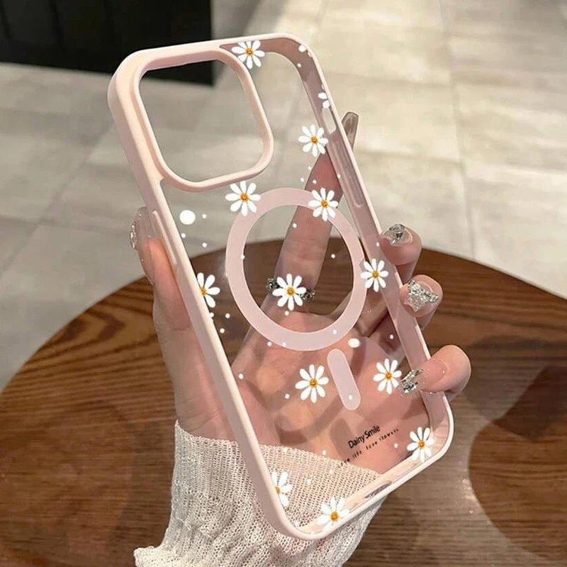 iPhone Magnetic Case with Small Daisy Pattern 1