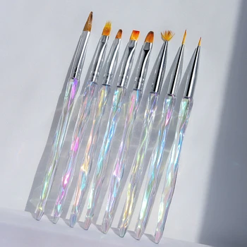 Misscheering 8pcs/set Aurora Acrylic Nail Art Painting Pens for Nail Design Soft Slender Brush Gradient Gel Drawing DIY Brush 1
