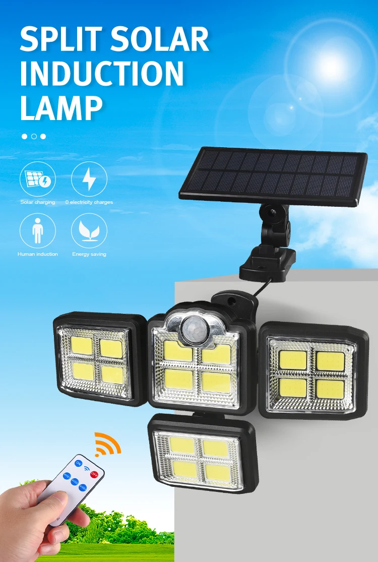 192/198 LED Solar Motion Light 4 Heads 3 Modes Outdoor Waterproof Solar Wall Lamp for Garage Garden Landscape Security Lighting outdoor solar lanterns