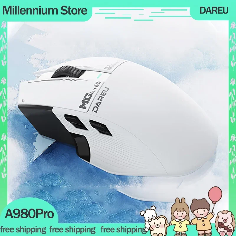 

DAREU A980Pro Gamer Mouse 3Mode USB/Bluetooth Wireless Mouse PAW3395 650IPS A980Pro Max Mouse Lightweight Gaming Esports Mice