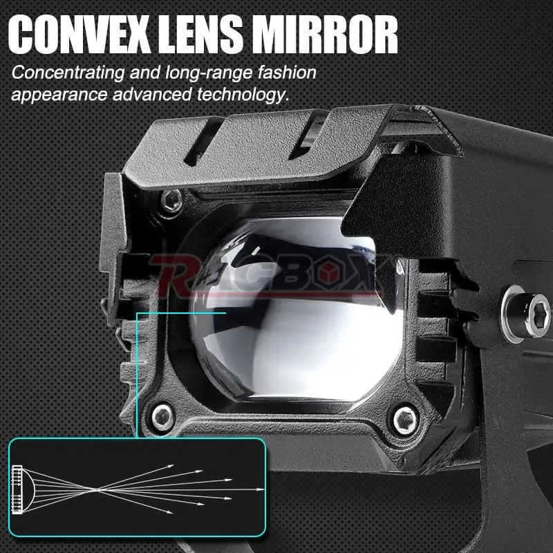 90W/100W Motorcycle LED Spotlight Blue Devil Eyes High Power Headlight Lens Whit