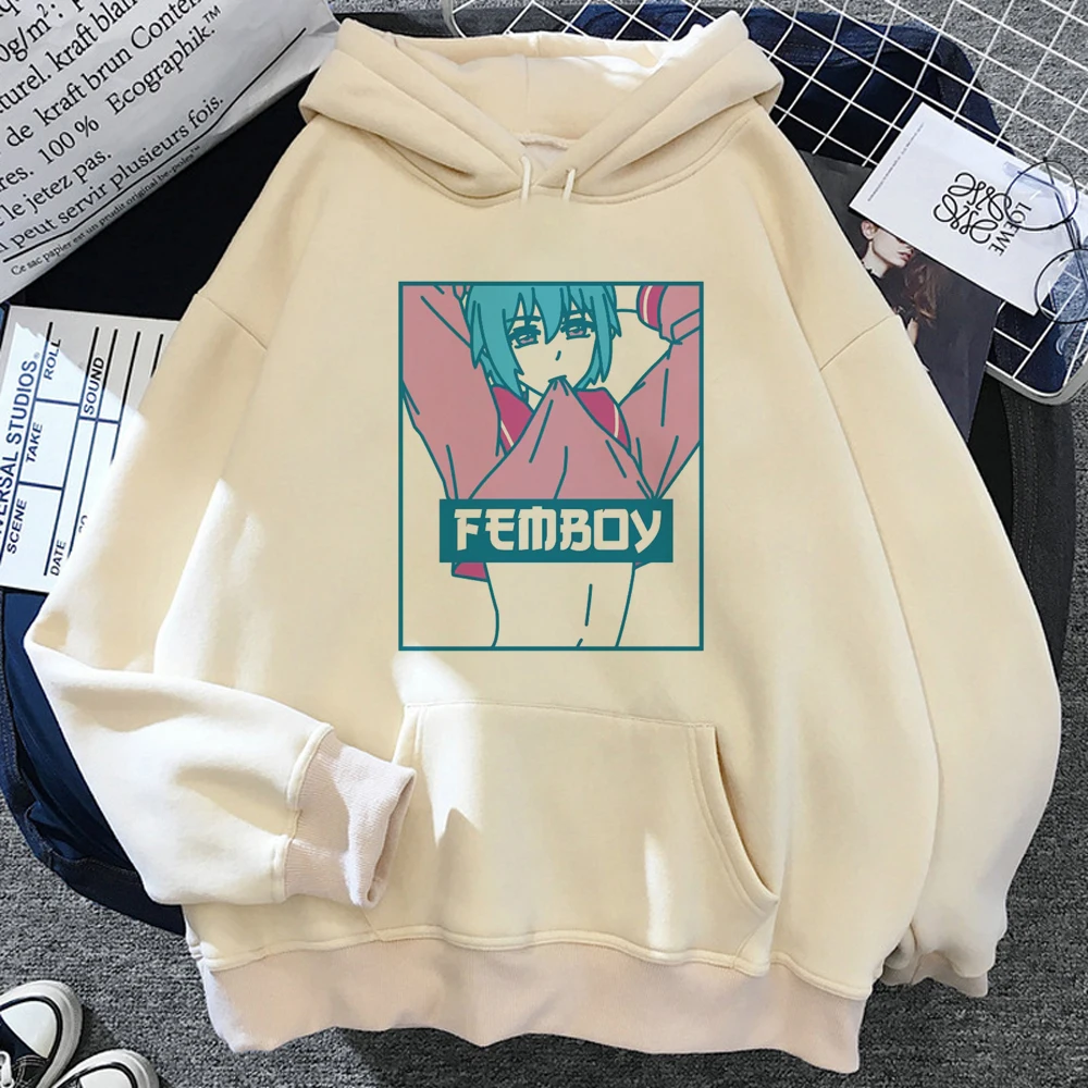 

Femboy hoodies women vintage aesthetic Kawaii graphic clothing Hood female vintage tracksuit