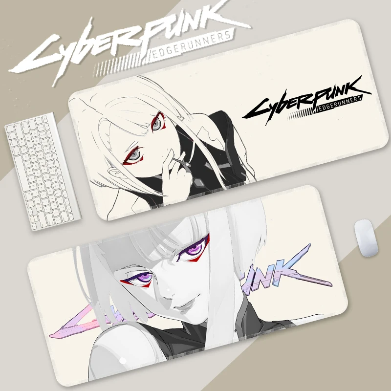 Cyberpunk Cute Mouse Pad para Jogos Desk Mat Desktop Anime Keyboard Large Mousepad Desktop Cartoon Rebecca Acessórios para Notebook - Imagem 2