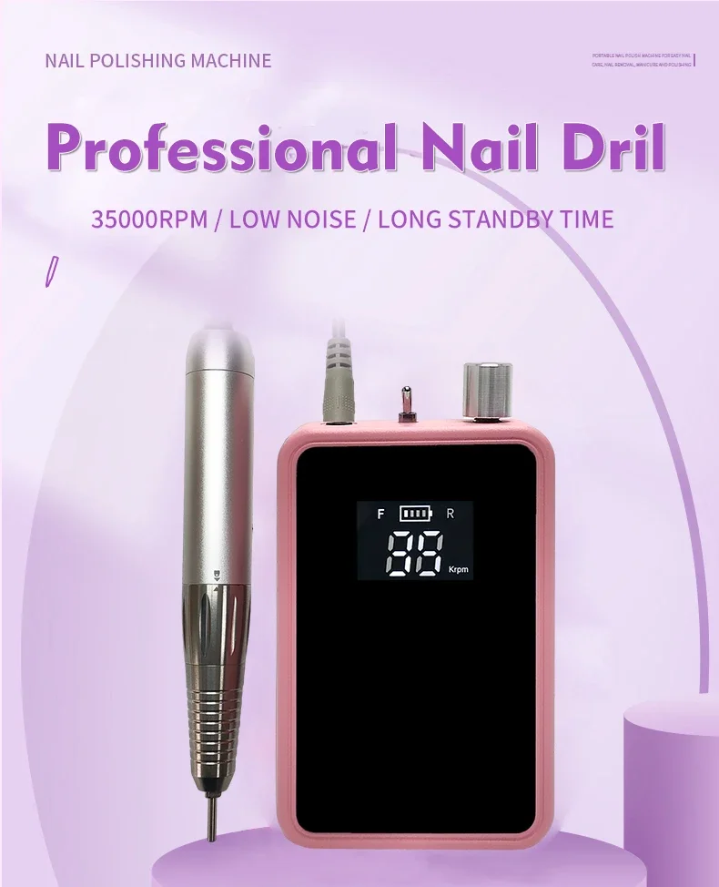 2024 New Arrival Professional Nail Drill Machine Portable Acrylic Gel Polish Remover 35000RPM Manicure Pedicure Polishing Tools 4