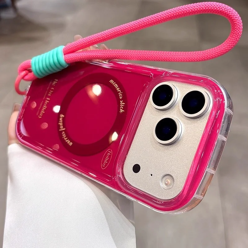 Magnetic Wrist Strap Lanyard Bracelet Case with Soft Cover and Magsafe Wireless Charging Compatibility
