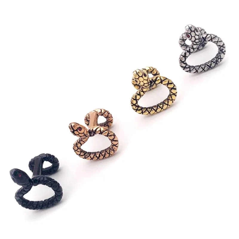 Luxury Cuff Links Heritage Range With Snake Detail Stainless Steel Men Business Suit Shirts CuffLinks Classic Buttons Box