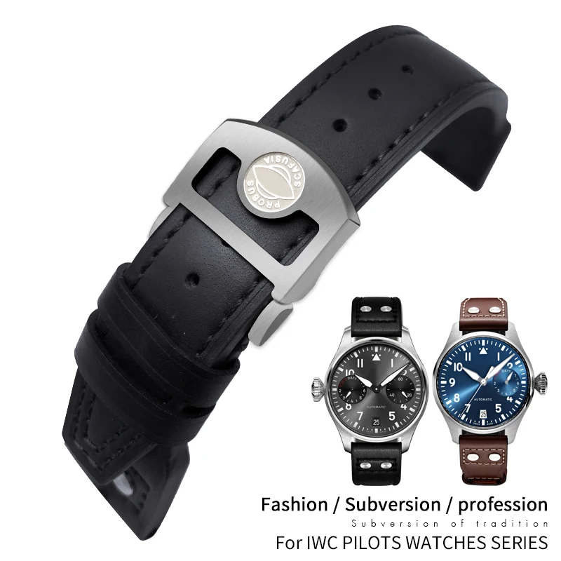 

20mm 21mm 22mm Rivet Calfskin Leather Watch band Fit for IWC watch Big PILOT IW5009 SPITFIRE IW3777 Le Petit Prince Mark strap