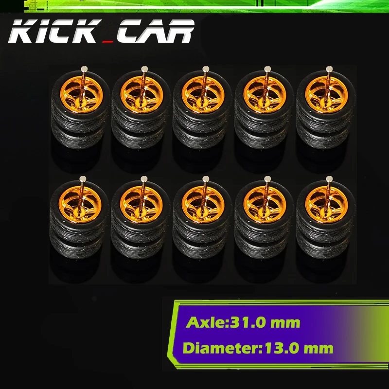 Model Car 1/64 Wheels With Rubber Tires 5sets Electroplating ABS Basic Modified Parts Vehicle Toy for Hotwheels Tomica Mini GT