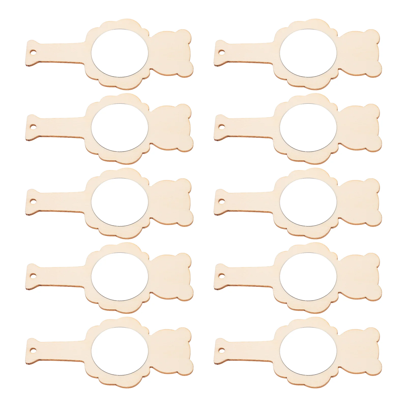 

10 Pcs Small Wooden Mirror Adorable Kids Toy Accessory and Crafts Multipurpose Child
