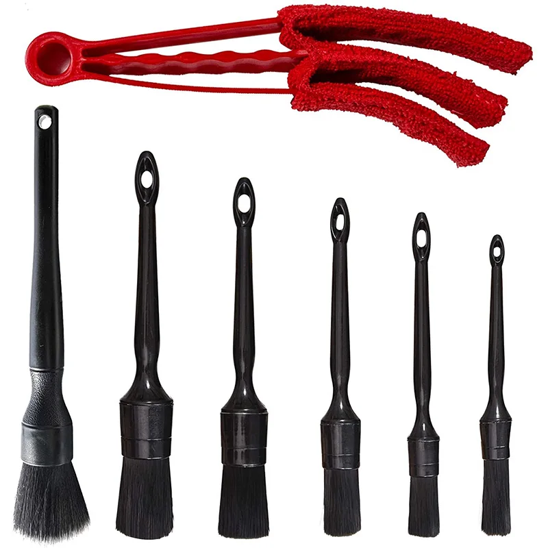 Auto Black Detail Brushes Car Detailing Brush Set Scratch Free Cleaning