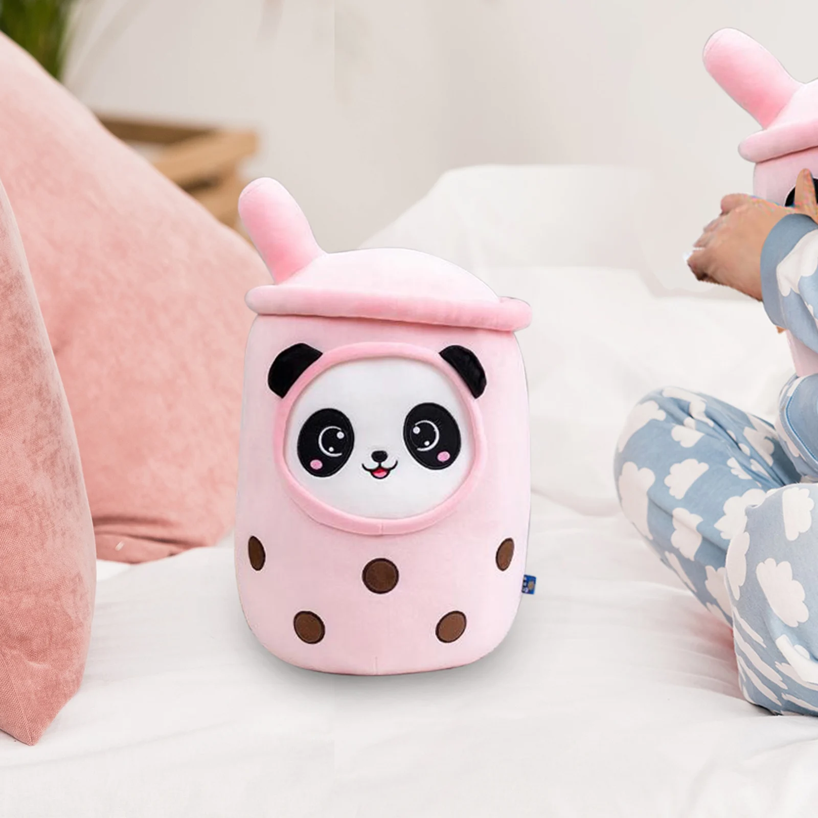

Pink Creams Teacup Pillow Cute Panda Expression Cushion Lumbar Cushion Home Bed Pillow Girl Animal h Eyes Giant h Animal