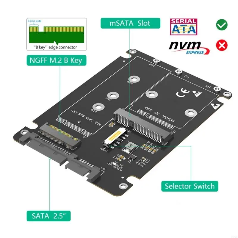 C90C M.2 NGFF SSDs to 2.5inch SATA3.0 Converters Adapter Card with Enclosure Sockets M.2 SSDs Adapter for 2230 2242 2260 2280