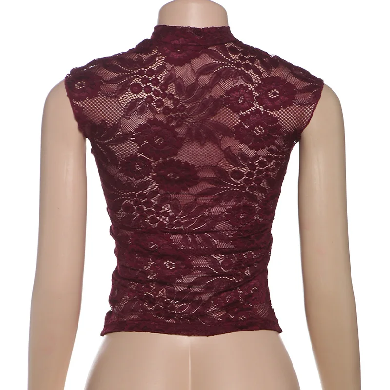 Top sexy con estampado calado Y2k para mujer, jersey transparente ajustado, recortado, con parches en contraste, ropa de calle, camiseta sin mangas para mujer