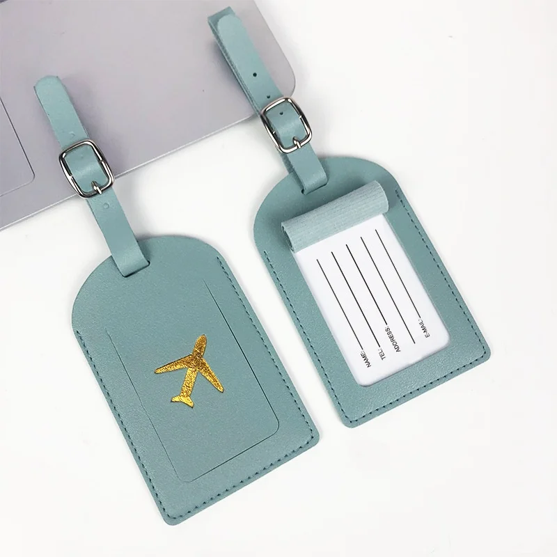 PU Leather Luggage Tag Fashion Candy Dopamine Color Scheme Stamping Airplane Signature Paper Aircraft