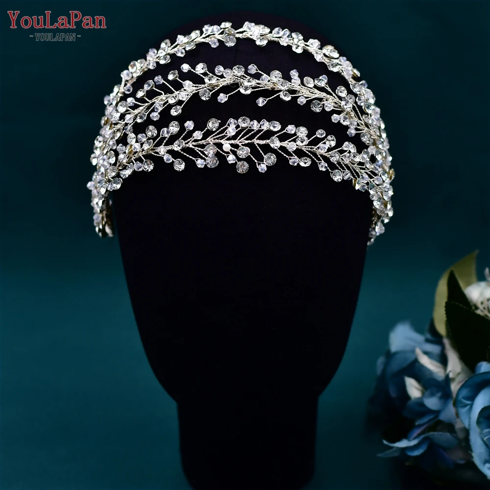 TOPQUEEN Color Rhinestone Bridal Wedding Hair Accessories Handmade Crystal Headwear Woman Party Jewelry Decoration HP589 baby crystal for rhinestone mini wedding headband princess girls birthday party decoration