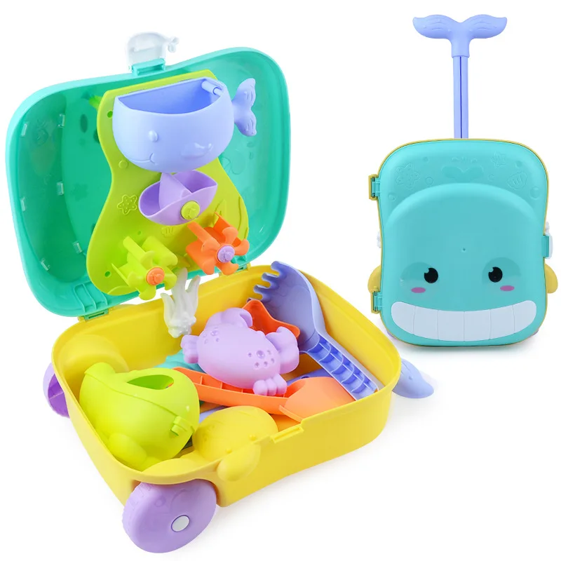 Summer Beach Sand Play Toys for Kids Luggage Toy Kit Water Toys Sand Bucket Pit Tool Outdoor Toys for Children Boy Girl Gifts 5