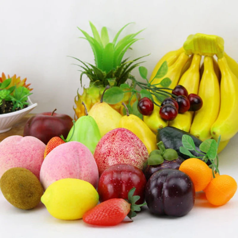 Artificial Fruits Apples Orange Lemon Peach Pear Watermelon Banana Shop Model Decor artificial fruits and vegetables