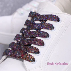 Vibrant Metallic Glitter Shoe Laces - White, Gold & Silver Finish - 160cm (Dark tricolor)