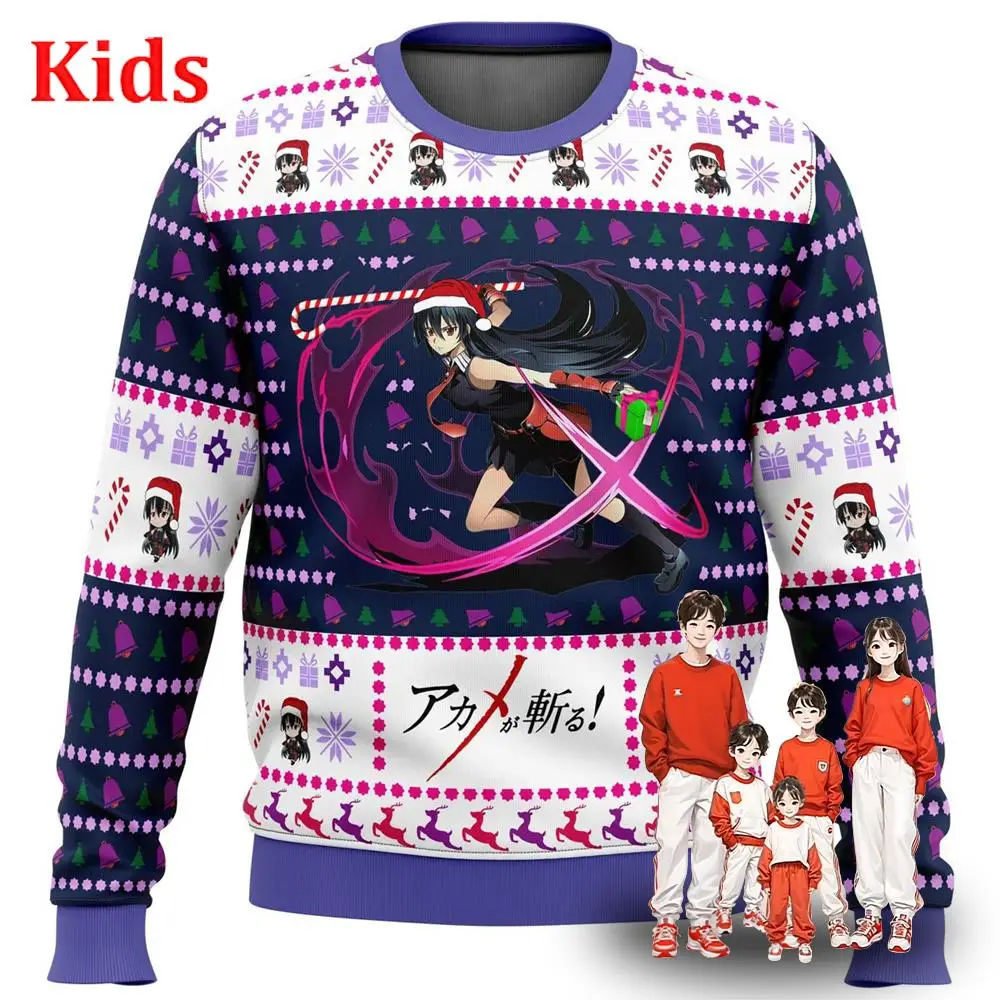 

Akame Ga Kill Akame Christmas Attack Ugly Christmas Sweater Christmas Sweater Gift Santa Claus Pullover Kids 3D Sweatshirt And