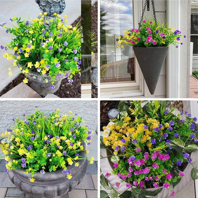 12 Arbusti Artificiali Per Esterni - Fiori Finti UV Resistenti - Decorazione Per Giardino, Casa - Colore Misto - Foto 3