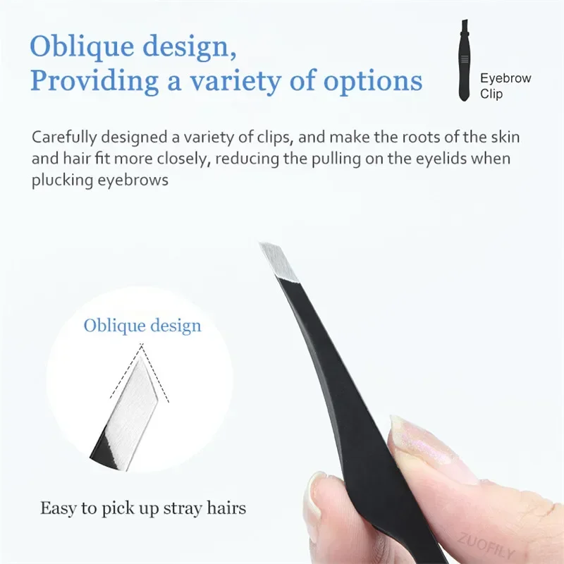 Double Eyelid Sticker Clip Stainless Steel EyebrowEyelashes Tweezers Makeup Tools Slant Tip Hair Removal Tweezers Beauty Tools