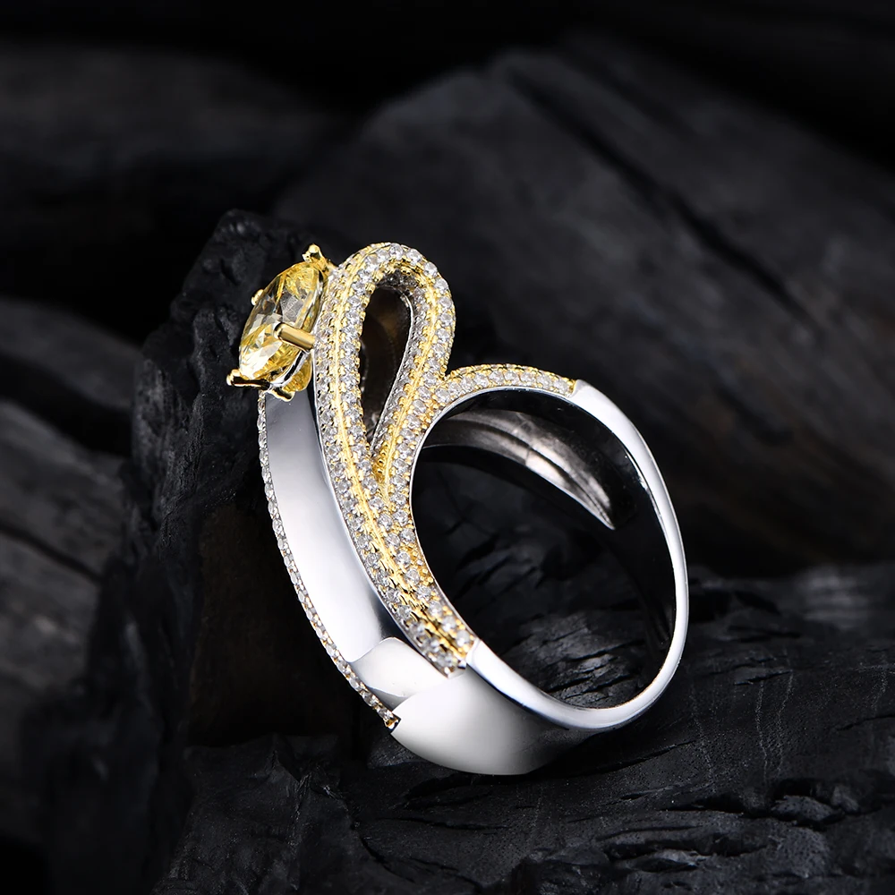 Vinregem 18K Gold Plated 3EX Oval Cut 6*8MM Fancy Vivid Yellow