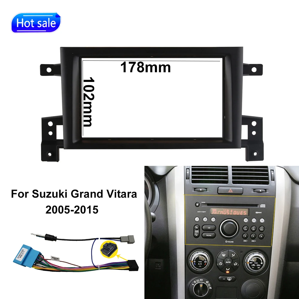 Façade D'autoradio Pour Suzuki Grand Vitara XL-7 (2001-2006) - Panneau Tableau De Bord 22,9 Cm Noir/argenté, Compatible Navigation - 2