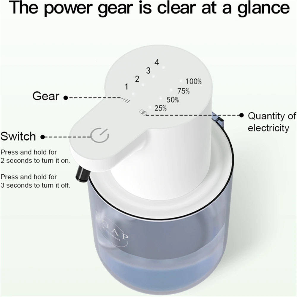 เครื่องจ่ายโฟมอัตโนมัติอัจฉริยะ 4 ระดับ พร้อมเซ็นเซอร์อัตโนมัติ ชาร์จซ้ำได้ แบบไม่ต้องสัมผัส 1