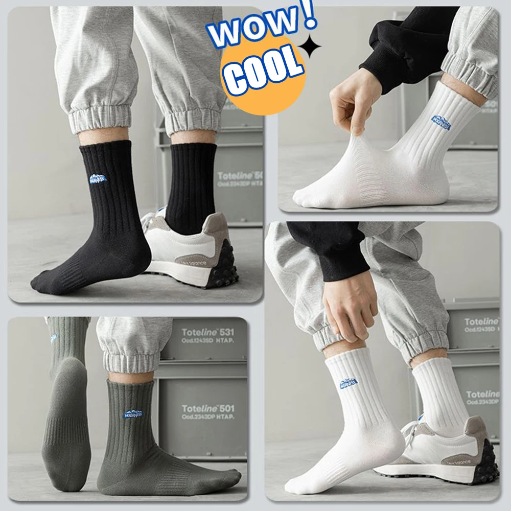 5 Pairs Sports Socks Men Casual Business Breatheable Crew Socks Cool High Quality Breathable Mesh Comfortable Movement Socks
