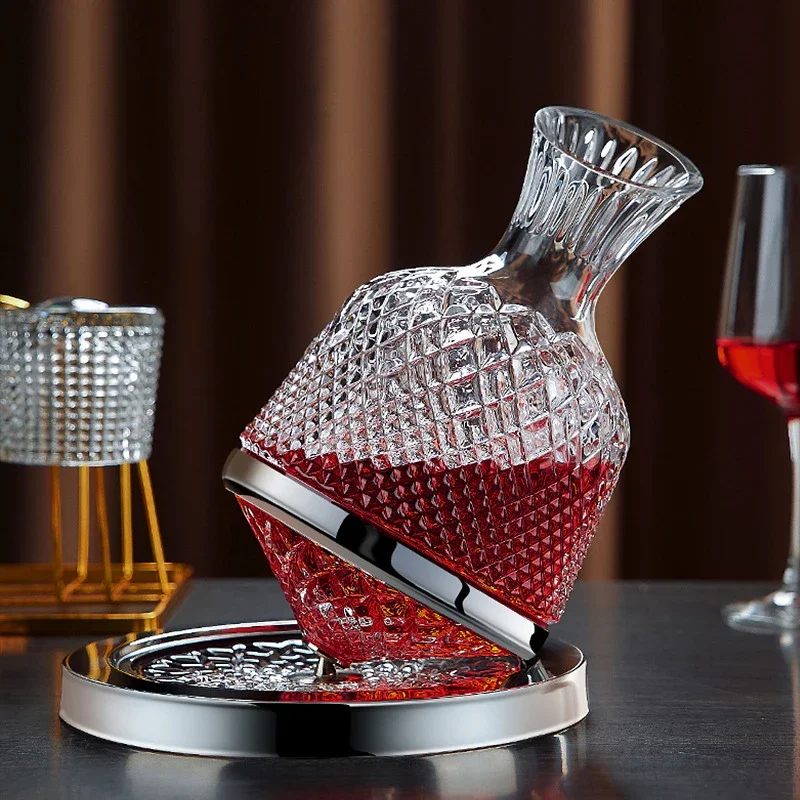 

Mirror Bar Decoration Tumbler Decanter Grade Gift Jug High 1500ml Dispenser Crystal 360 Decanter Aerator Wine Rotating Glass