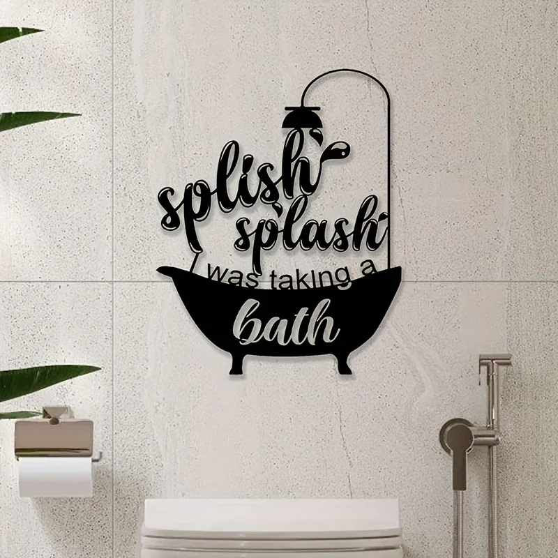 

Metal Splish Splash Bathroom Wall Sign Cute Bathroom Decor Funny Bathroom Wall Art Decor decor metal wall hanging
