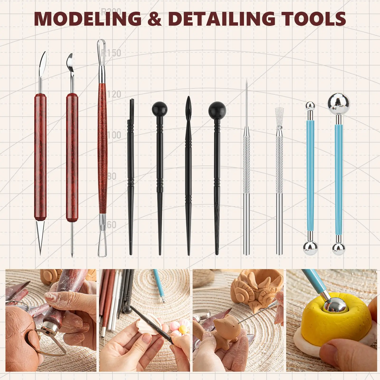 23PCS Clay Tools Sculpting, Ceramic & Pottery Modeling Tool, Ceramics Tools Set, Polymer Kit, Air Dry Clay