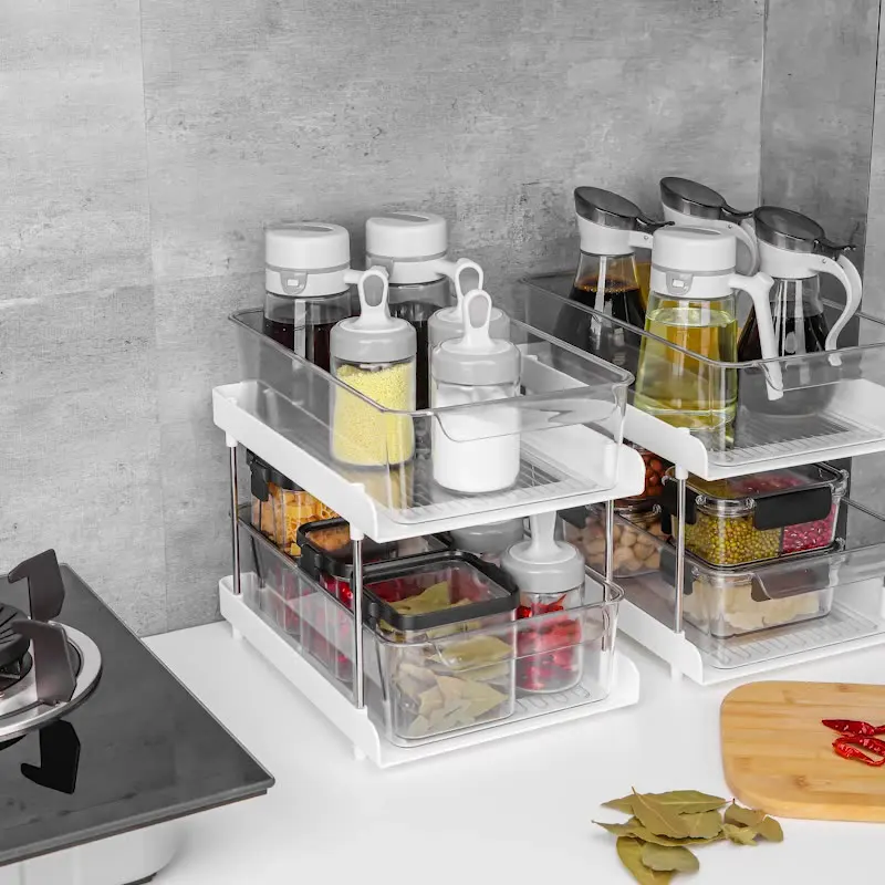 

2Layer Kitchen Spice Rack Seasoning Holder Spice Jar Bottle Storage Shelf Countertop Multipurpose Storage Rack Kitchen Organizer